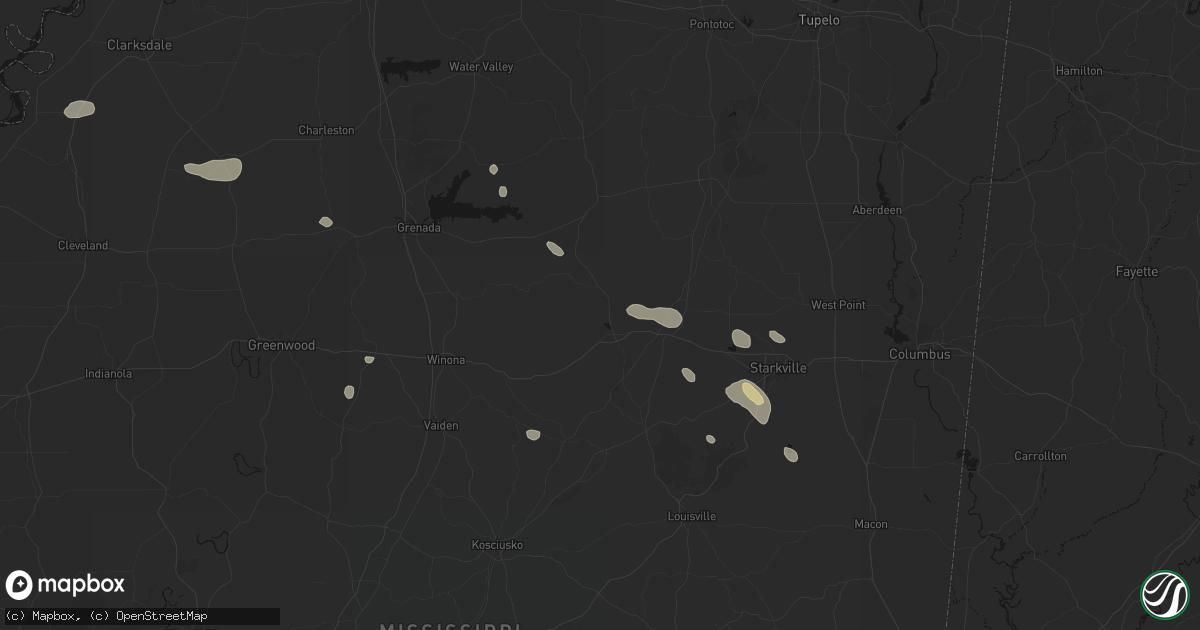 Hail map in Eupora, MS on June 19, 2026