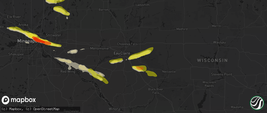 Hail map in Fall Creek, WI on June 19, 2026