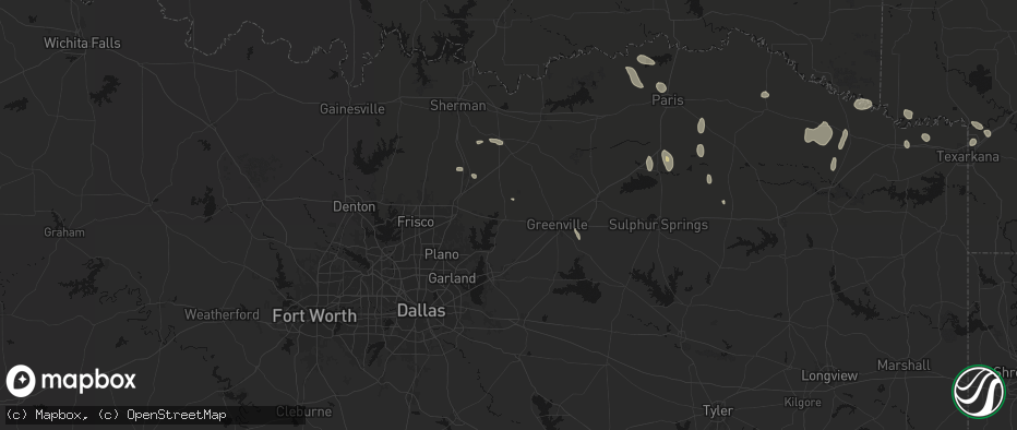 Hail map in Farmersville, TX on June 19, 2026