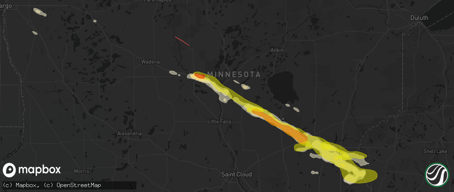 Hail map in Fort Ripley, MN on June 19, 2026