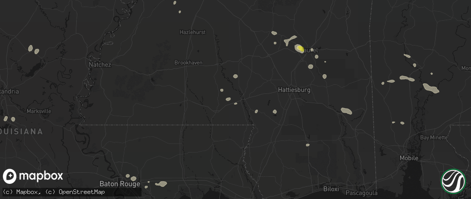Hail map in Foxworth, MS on June 19, 2026