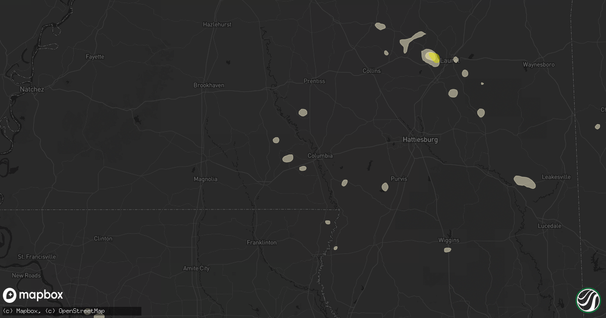 Hail map in Foxworth, MS on June 19, 2026
