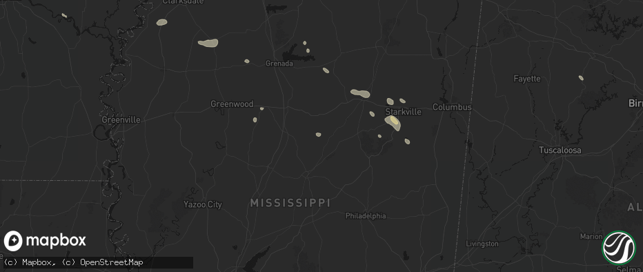 Hail map in French Camp, MS on June 19, 2026