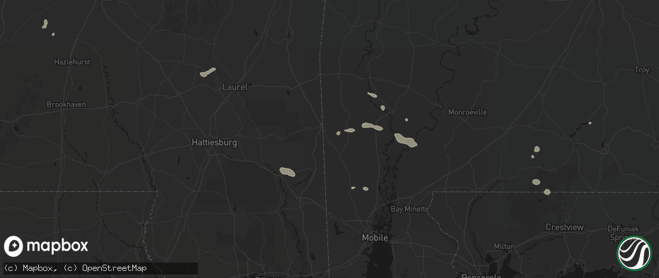 Hail map in Fruitdale, AL on June 19, 2026