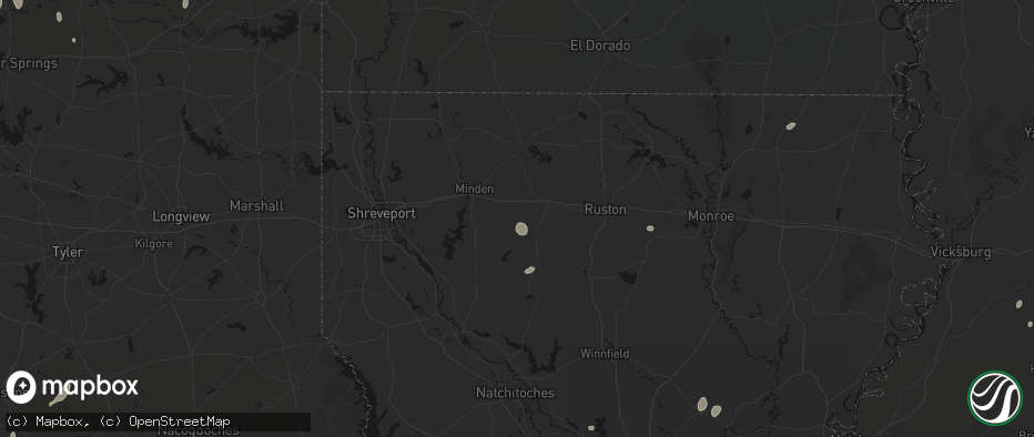 Hail map in Gibsland, LA on June 19, 2026