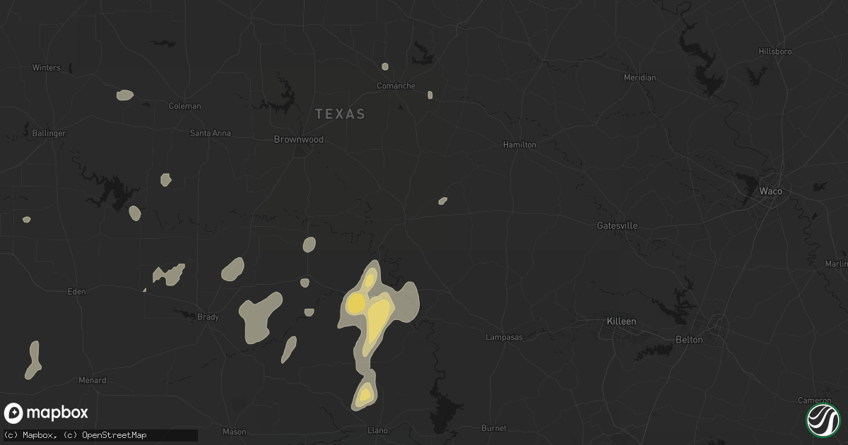 Hail map in Goldthwaite, TX on June 19, 2026