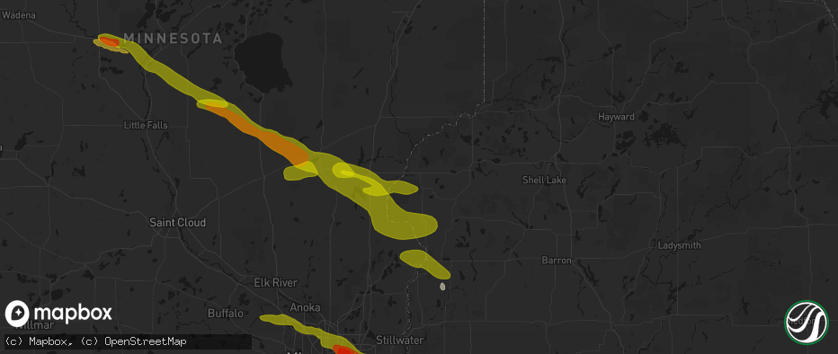 Hail map in Grantsburg, WI on June 19, 2026