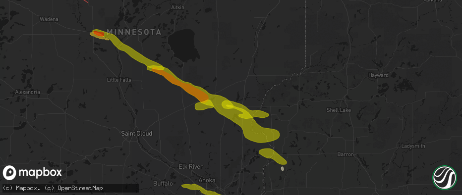 Hail map in Grasston, MN on June 19, 2026