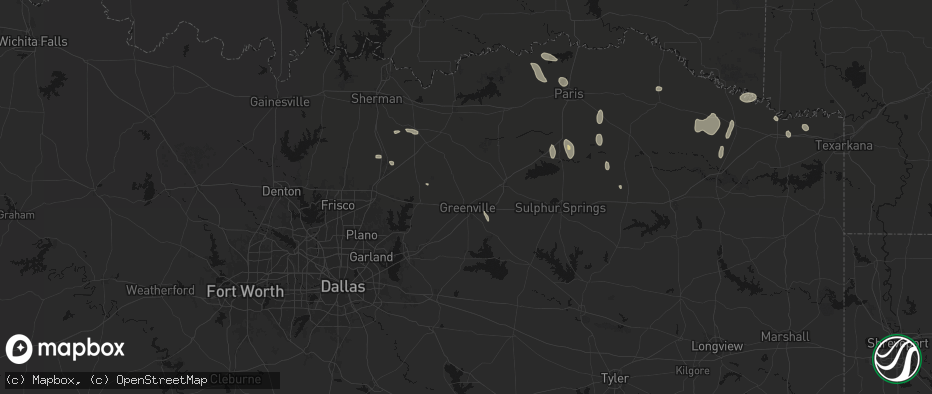 Hail map in Greenville, TX on June 19, 2026