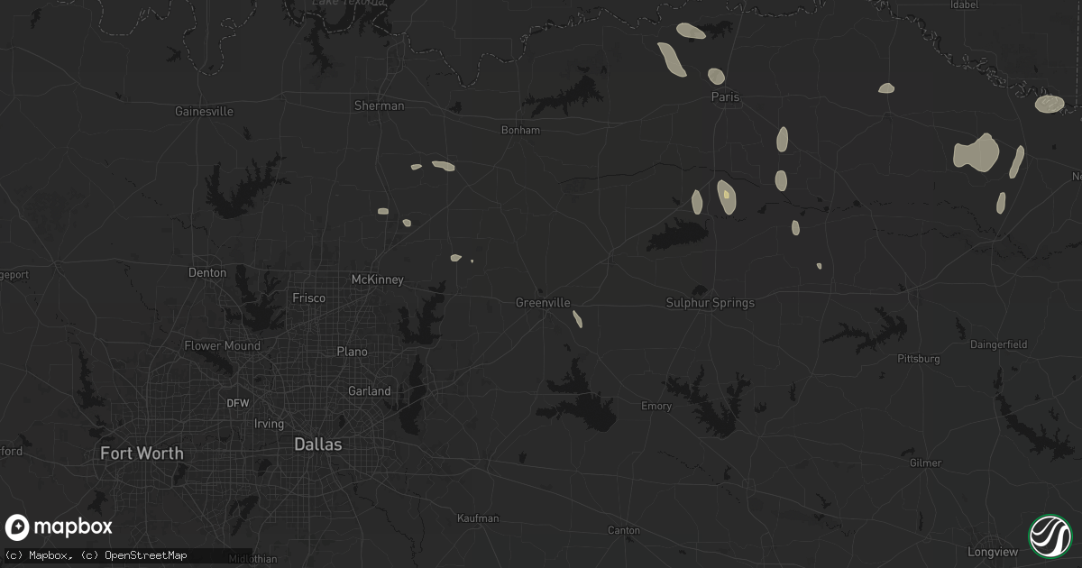 Hail map in Greenville, TX on June 19, 2026