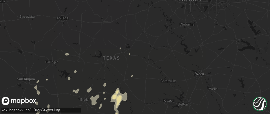 Hail map in Gustine, TX on June 19, 2026