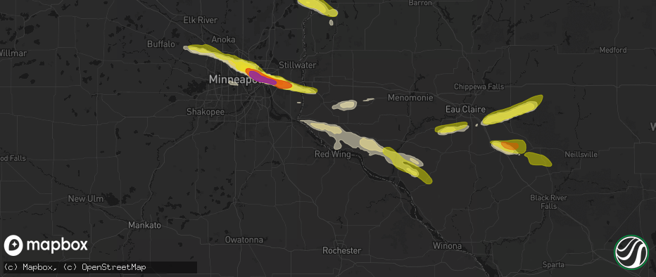 Hail map in Hager City, WI on June 19, 2026