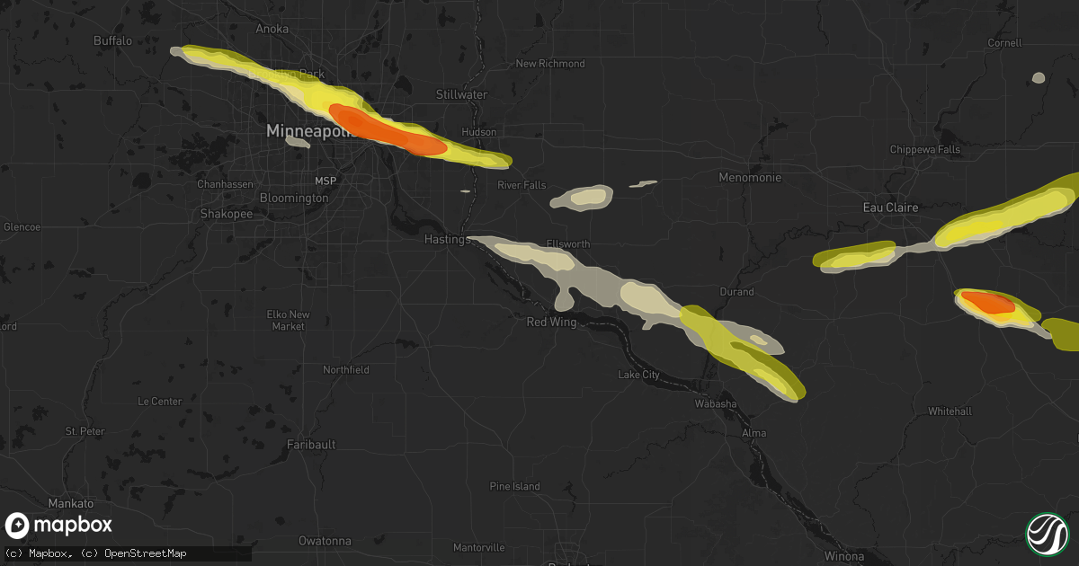 Hail map in Hager City, WI on June 19, 2026
