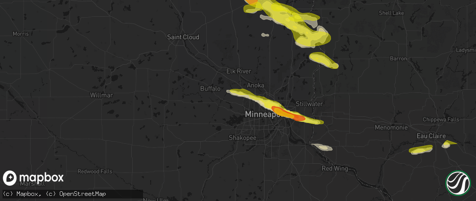 Hail map in Hamel, MN on June 19, 2026
