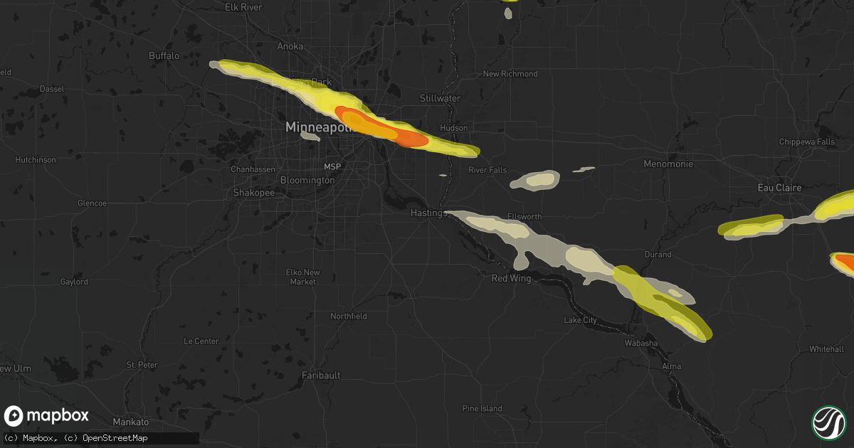 Hail map in Hastings, MN on June 19, 2026