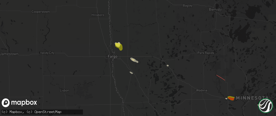 Hail map in Hawley, MN on June 19, 2026