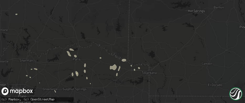Hail map in Haworth, OK on June 19, 2026