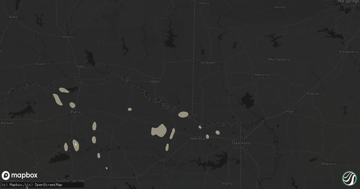Hail map in Haworth, OK on June 19, 2026