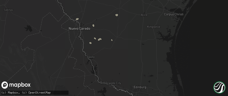 Hail map in Hebbronville, TX on June 19, 2026