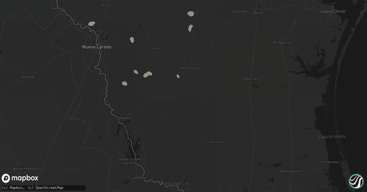 Hail map in Hebbronville, TX on June 19, 2026