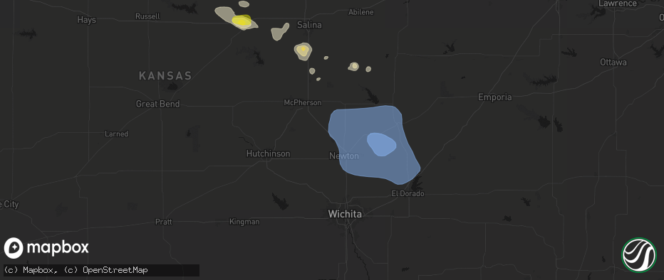 Hail map in Hesston, KS on June 19, 2026