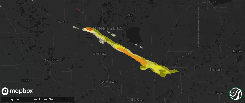 Hail map in Hillman, MN on June 19, 2026