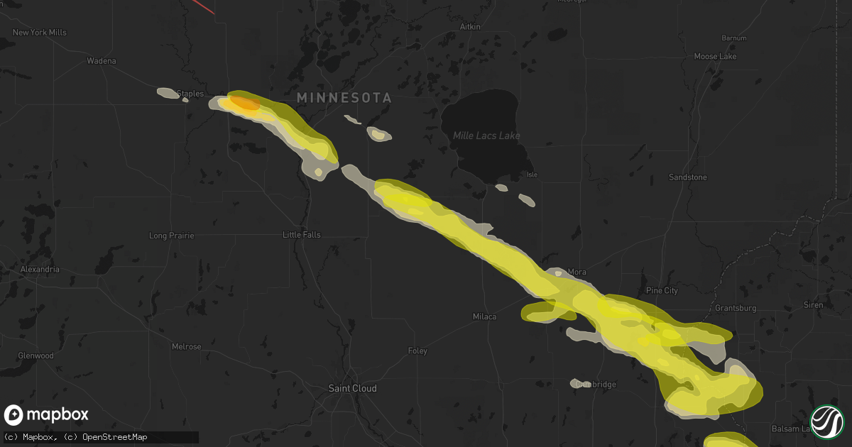 Hail map in Hillman, MN on June 19, 2026