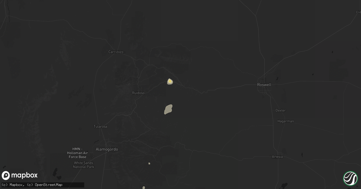 Hail map in Hondo, NM on June 19, 2026