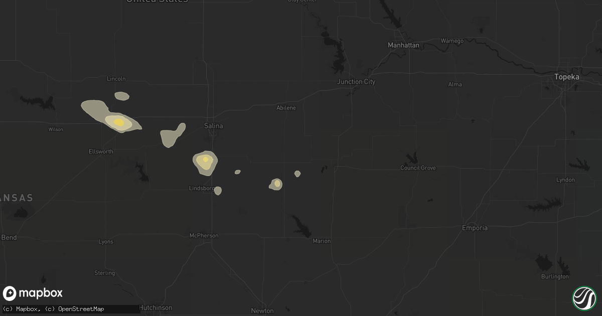 Hail map in Hope, KS on June 19, 2026