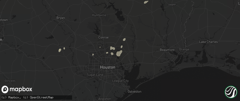 Hail map in Huffman, TX on June 19, 2026