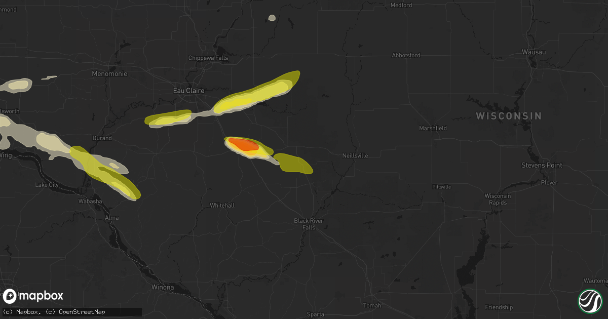 Hail map in Humbird, WI on June 19, 2026