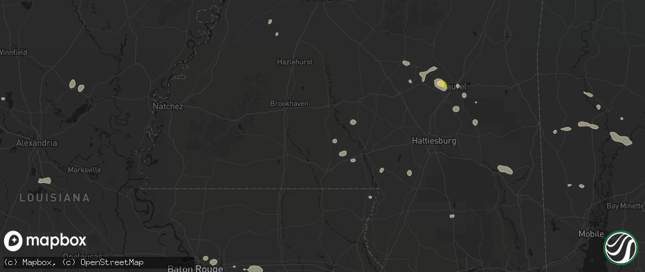 Hail map in Jayess, MS on June 19, 2026