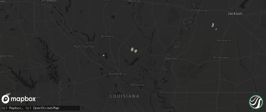 Hail map in Jena, LA on June 19, 2026