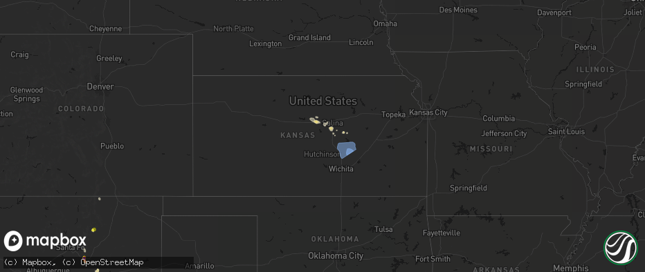 Hail map in Kansas on June 19, 2026