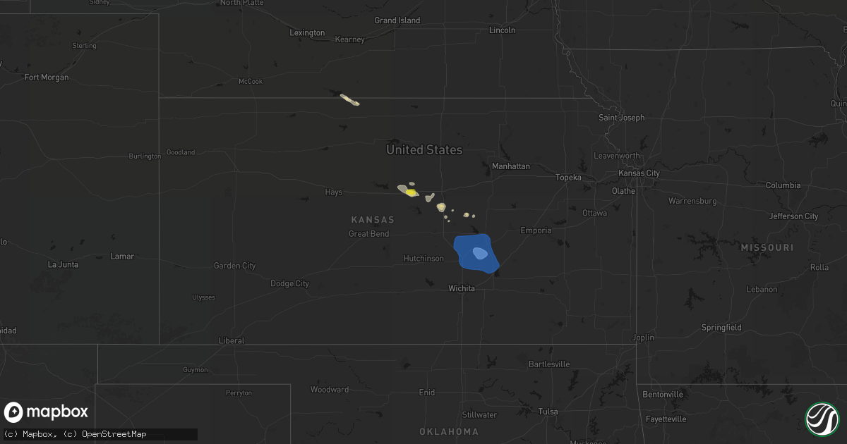 Hail map in Kansas on June 19, 2026