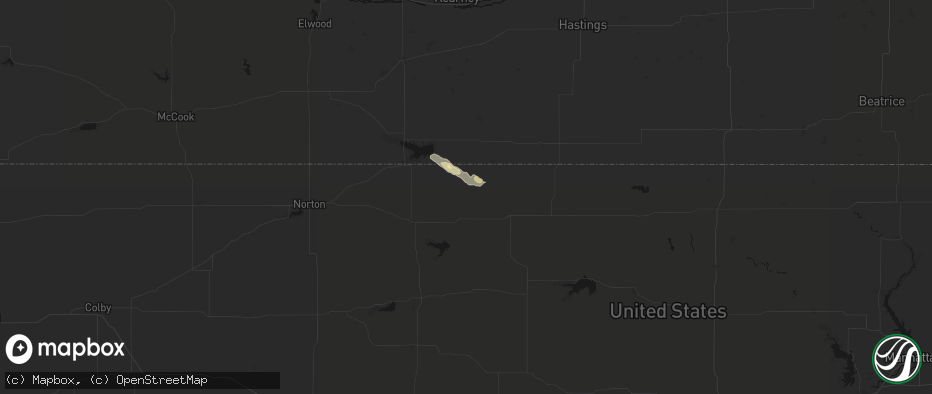 Hail map in Kensington, KS on June 19, 2026