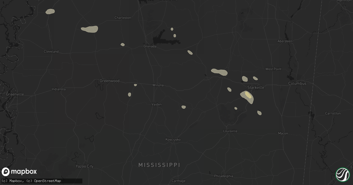 Hail map in Kilmichael, MS on June 19, 2026