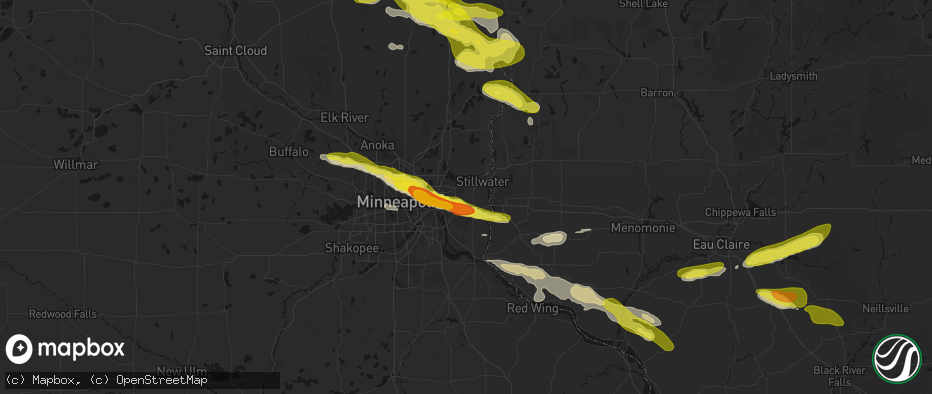 Hail map in Lake Elmo, MN on June 19, 2026