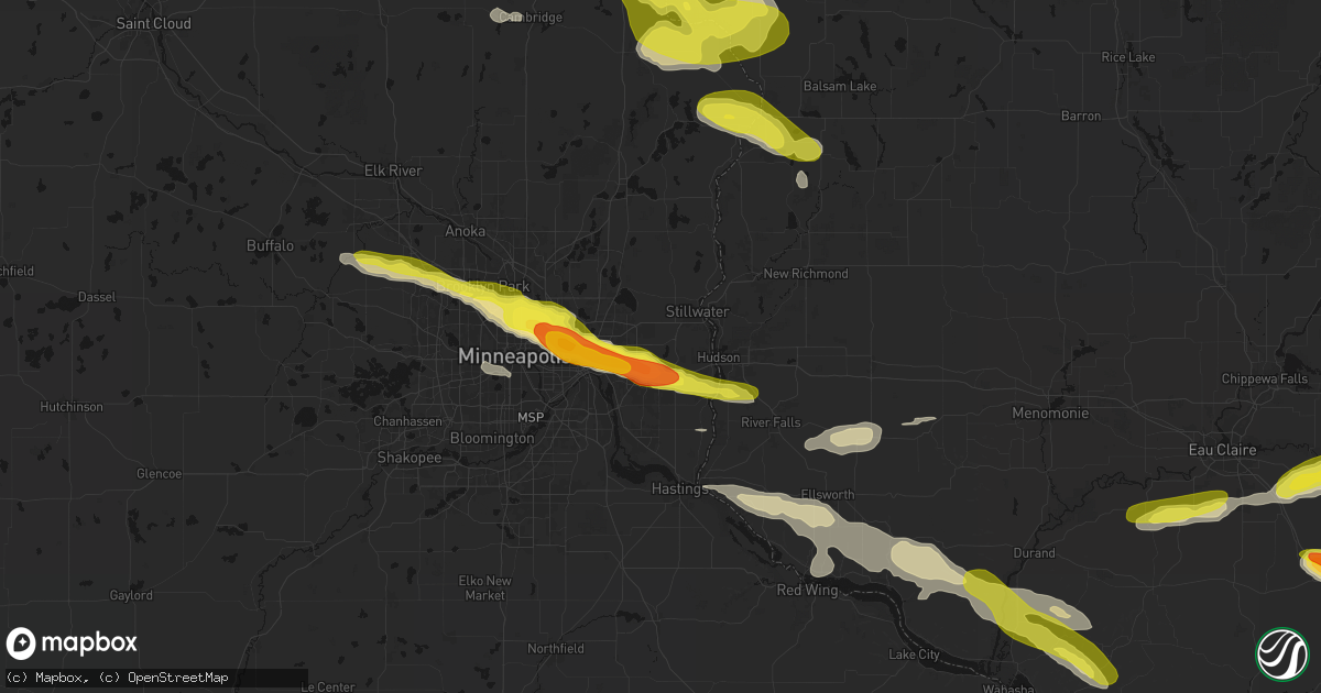 Hail map in Lake Elmo, MN on June 19, 2026