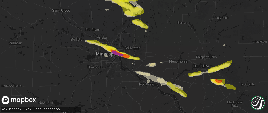 Hail map in Lakeland, MN on June 19, 2026