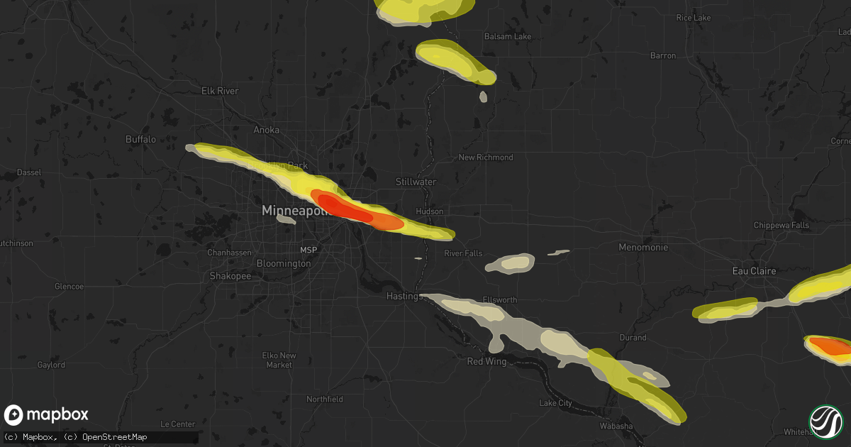 Hail map in Lakeland, MN on June 19, 2026