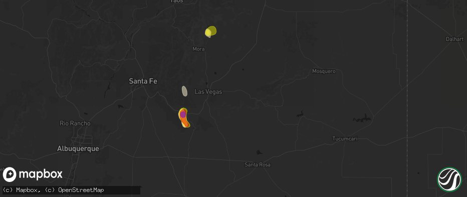 Hail map in Las Vegas, NM on June 19, 2026