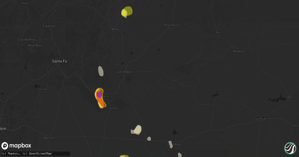 Hail map in Las Vegas, NM on June 19, 2026