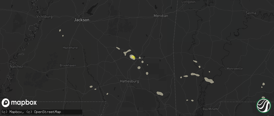 Hail map in Laurel, MS on June 19, 2026