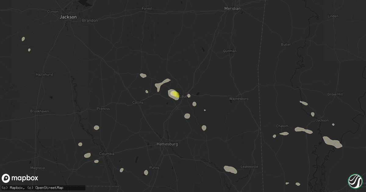 Hail map in Laurel, MS on June 19, 2026
