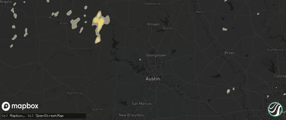 Hail map in Leander, TX on June 19, 2026