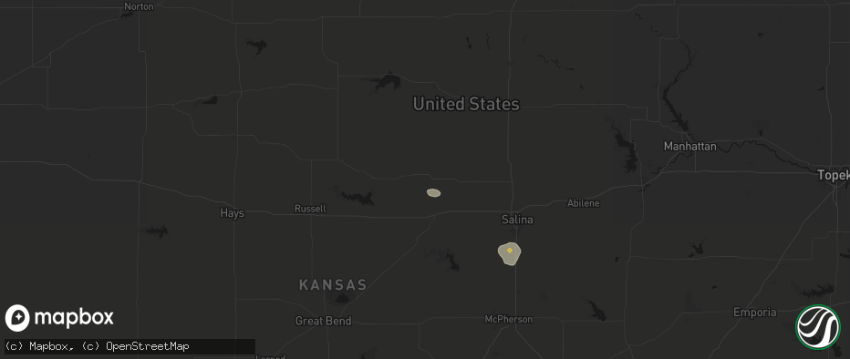 Hail map in Lincoln, KS on June 19, 2026