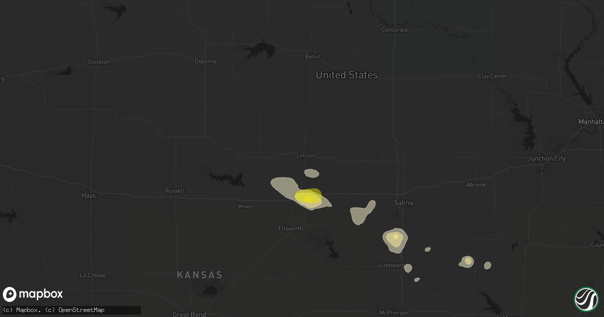 Hail map in Lincoln, KS on June 19, 2026