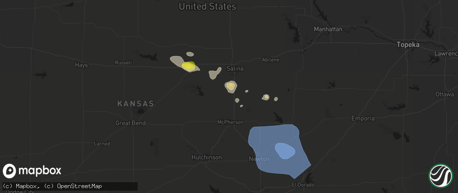 Hail map in Lindsborg, KS on June 19, 2026