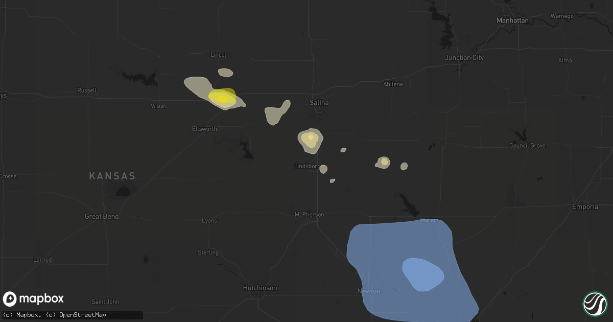 Hail map in Lindsborg, KS on June 19, 2026